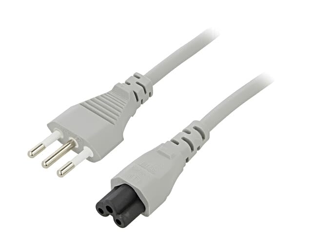 Câble CEI 23-50 vers IEC C5 femelle de 5m LIAN DU 3G0,75mm2 gris