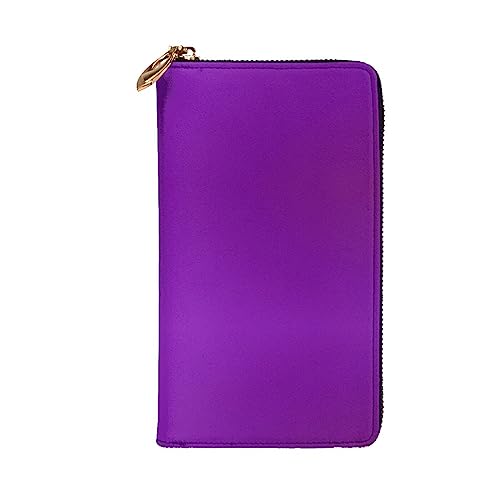 Solid color dark purple Leather Long Wallet, 12 Credit Card Slots, 3 Cash Slots, Coin Compartment, Unisex2