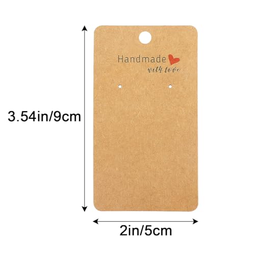 joycraft 200 Pack Kraft Earring Cards, 2"x3.5" Earring Display Holder Cards,Handmade with Love Hanging Tags,Blank Brown Earring Tags for Selling,Hanging Earring,Jewelry,DIY Crafts,Retail2