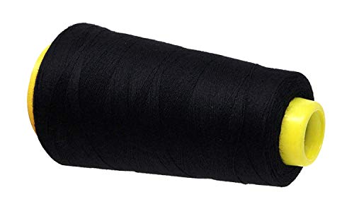 Image of Mandala Crafts Black Mercerized Cotton Thread Cones, Sewing Quilting | 2400 Yds 50 WT, 100% Long Staple Cotton, Multipurpose, for Embroidery, Piecing, Sergers, Applique, Machine and Hand Sewing