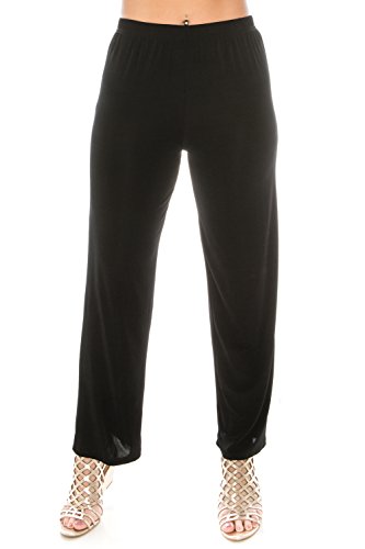 Jostar Women's Elastic Waist Pants – Plus Size Pull On Stretch Basic Soft Casual Trouser