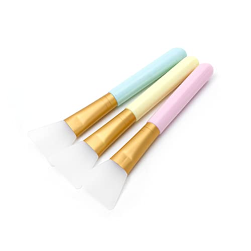 Ipetboom 4pcs Silicone Face Mask Brush Mud Mixing Tool for Skin Care Comfortable Handle White Yellow for Easy Application Hard to Reach Areas