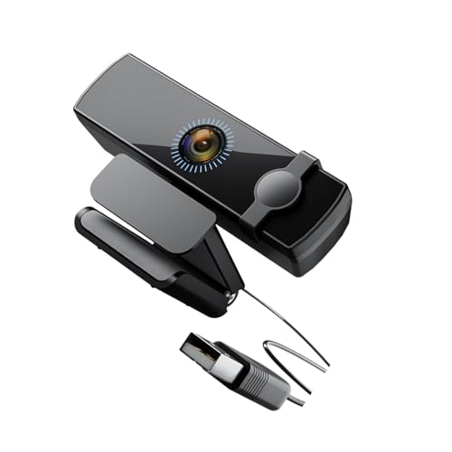 KAHDGSS 1. Cámara Web De Reconocimiento Facial 1080P con Enfoque Automático Micrófonos Reducción Ruido Incorporados 120° Ancho Montaje USB Cámara Web ABS/Metal para Videollamadas