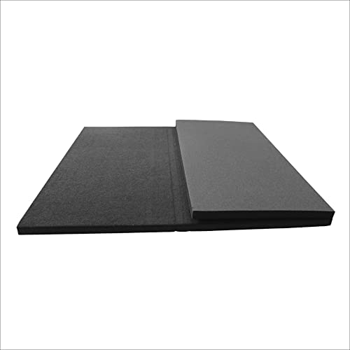 Envirolite Carpet Bonded Foam Folding Mats - Trifold Exercise Mat for Tumbling, Gymnastics, Wrestling, Martial Arts, MMA, Aerobics, and Plyometrics - Foam Tumbling Mat – 4' x 6' x 1-3/8', Black