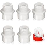 Boltigen 5Pcs White PVC Pipe Fittings, 2inch NPT Male Thread Pipe Fitting Adapter Connector, Pipe Coupling for Sch40 PVC Pipe, Socket x NPT Male