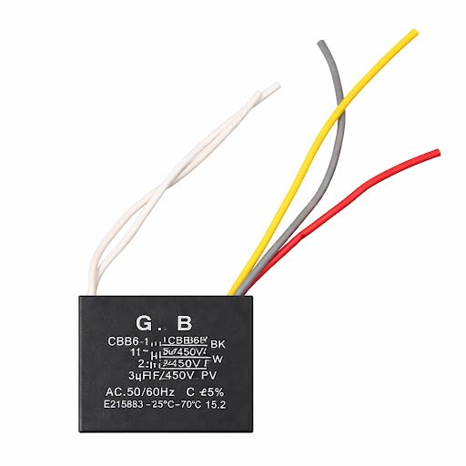 5-Wire Fan Capacitor for Havells Wall & Pedestal Fans, CBB61 Dual Value 1.5uF + 3uF 450V AC, Replacement Capacitor for Multi-Speed Fans, 5-Lead CBB6-1 (Black)(MS)-picture-11