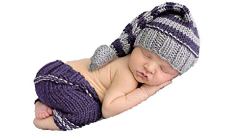 Matissa Ltd - Disfraz de ganchillo, ideal para sesión de fotos Blue & Grey Outfit Talla:recién nacido