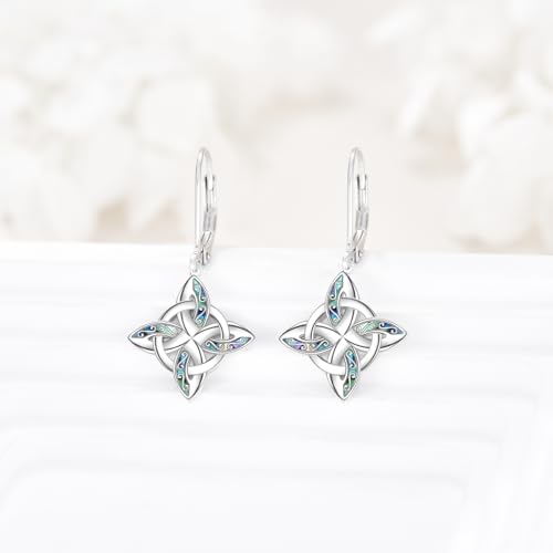 Witches Knot Earrings 925 Sterling Silver Witch Knot Celtic Knot Dangle Earrings Wiccan Pagan Witchy Jewelry Irish Gifts for Women by YAFEINI - Used condition - Image 3