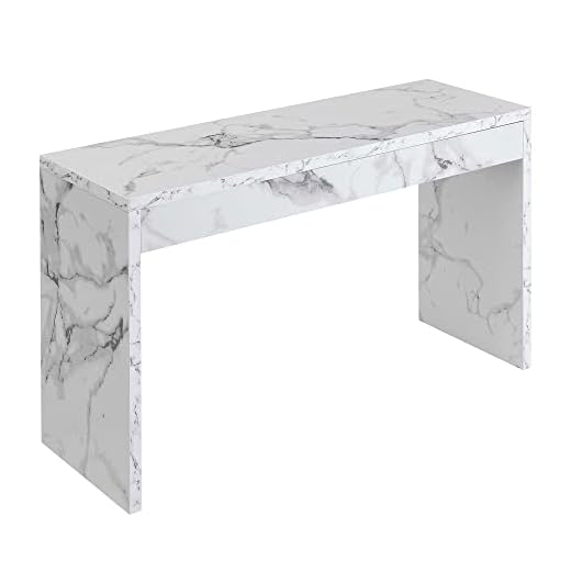 Convenience Concepts Northfield Hall Console Desk Table, White Faux Marble