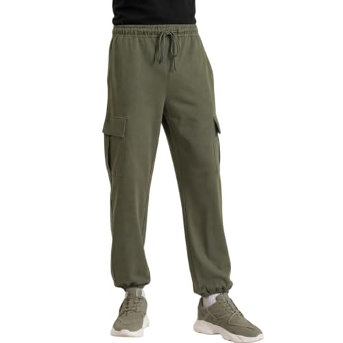 Image of Nobero Joggers for Men | Oversized Fit | Elasticated Waist with Drawcord | Soft & Breathable Fabric | Loose Track Pants | Casual & Streetwear