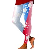 QJDFLL Damen-Yogahose mit hoher Taille und Aufdruck zum Unabhängigkeitstag(Light Rosa,S)
