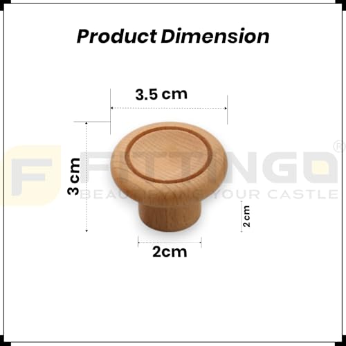 Image of 2 Piece Drawer Knobs for Kitchen- Door Knob for Cabinet, Cupboard & Dresser |Material-Steam Beech Wood, Natural Wood Finis| - 1.5 Inch-| 3 Years Warranty |