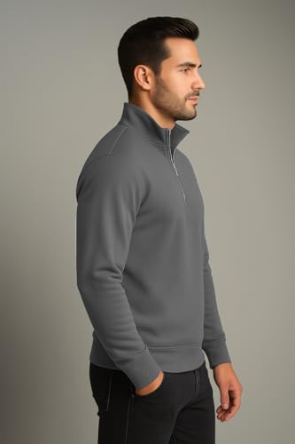 Image of Half Zipper Solid Sweatshirt for Men