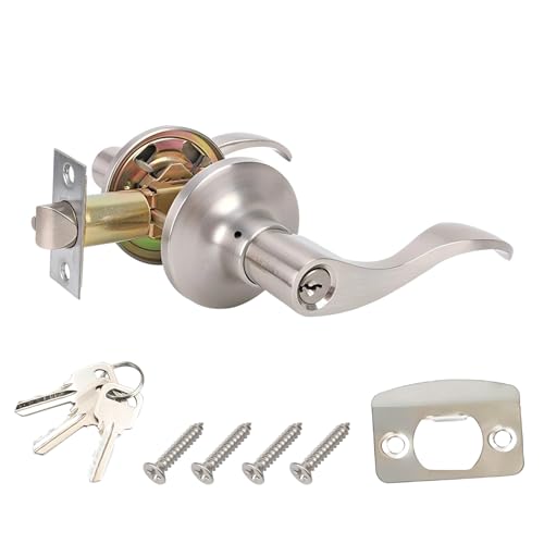 Qrity 1 Pieza Cerradura de Manija de Puerta de Privacidad, Manijas de Puerta de Dormitorio con Cerradura, para Puerta Delantera, Baño