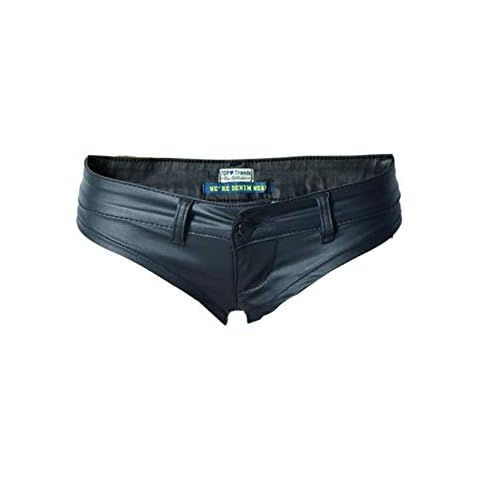 Wamvp Sexy Pantalones Cortos para Mujer PU Verano Leggins Cuero Elásticos Pantalones Cortos Cover