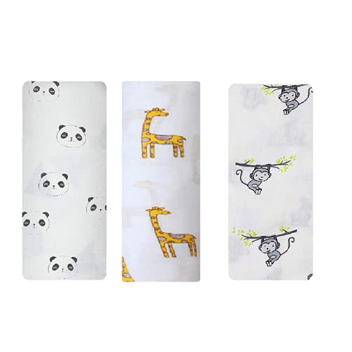 Image of blanket for baby boy 100% Pure Cotton Muslin Baby Swaddle Blanket, Swaddle for Newborn Baby Super Soft Cotton Receiving Wrapper Cloth, Stroller Cover-Pack of 3 with Size 120X100 CM - Jungle King