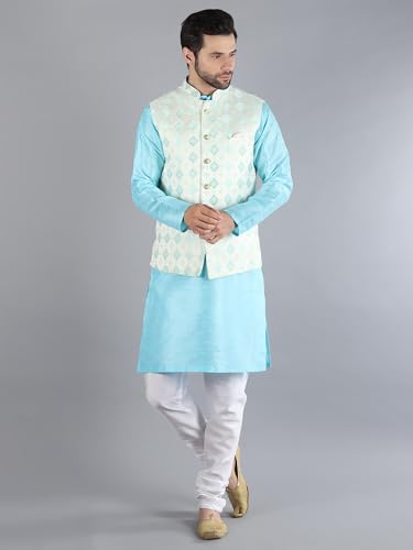 Image of Uri and MacKenzie Men's Silk Blend Kurta Pajama with Designer Ethnic Nehru Jacket /Modi Jacket