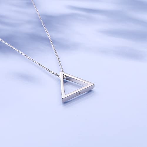 DAOCHONG 925 Sterling Silver Geometric Shapes Necklace Triangle/Rectangle/Rhombus/Circle Pendant Necklace for Women Jewelry Gifts3