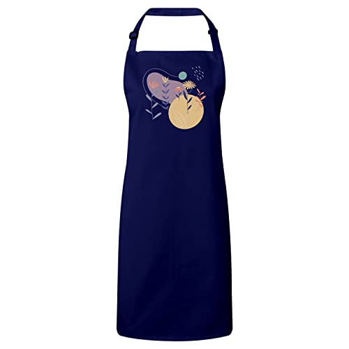 Tablier cuisine fleurs de prairie cottagecore dessin moderne navy premium