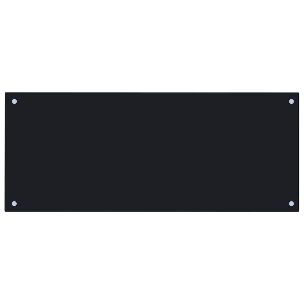 vidaXL Tempered Glass Kitchen Backsplash, Scratch-Resistant and Heat-Resistant, Easy-to-Clean, Includes Mounting Materials, Modern Black Design, 39.4