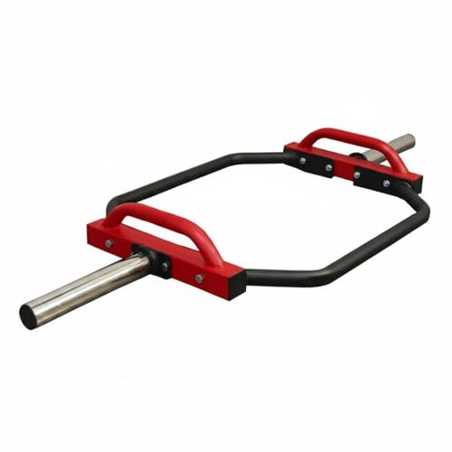 KQFCAZRE Barra Hexagonal Olímpica Diseño Abierto Barra Hexagonal Agarres Laterales para Deadlift, Gimnasio, Negro+Rojo