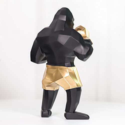 Artlovin Creative Boxing King Kong Sculptures Fashion Gorilla Animal Character Figurines Orangutan 25Cm Home Living Room Decoration Gifts (Gold) #TOP4