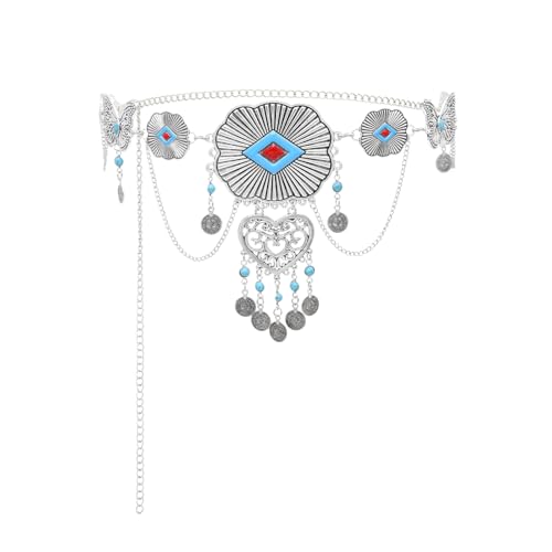 Imitation Turquoise Body Chain Coin Tassel Hollow Belly Dance Chain