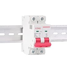 1P/2P/3P Miniature Circuit Breaker MCB Din Rail Mount Breaking Capacity 6A/10A/16A/20A/25A/32A/40A/50A/63A Color 2P, Size 32A