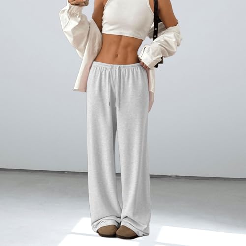 Low Rise Sweatpants for Women Y2K Straight Wide Leg Sweat Pants Drawstring Baggy Lounge Pants with Pockets2