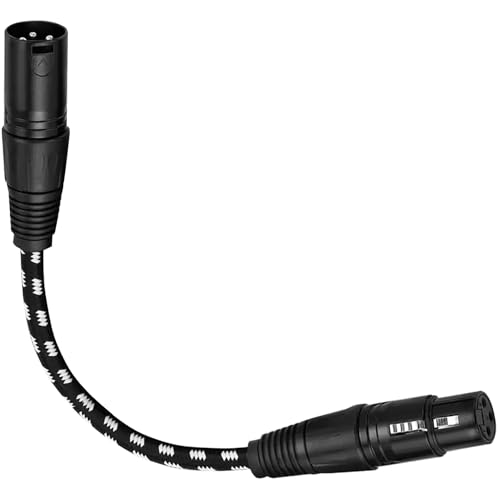 tunghey Microphone Cable XLR Male to Female Cables Mic Cord 3-Pin Nylon Braided Copper Wire Conductor Patch Extension Cables (0.5M)