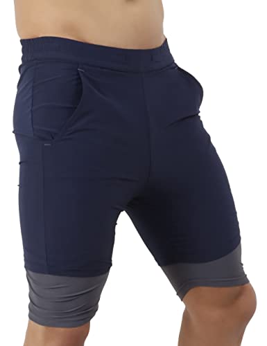Image of NEVER LOSE Men's 2 in 1 Running Shorts with Liner,Dry Fit Workout Shorts with Pockets