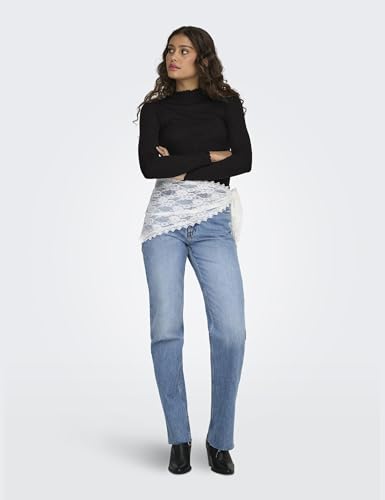 JdY Damen Dünnes Langarm Shirt Basic Rundhals Stehkragen Longsleeve Stretch Oberteil JDYFRANSISKA, Farben:Schwarz, Größe:XL