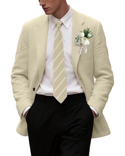 Retro Linen Mens Suit Jacket Vintage Blazer Casual Slim Fit Blazers Men Suit Separates Linen Sport Coats for Wedding Prom