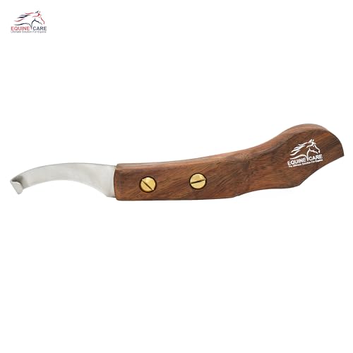 Image of Equine Care Right-Handed Farrier Hoof Knife, Sheesham Wood Handle | Right-handed farrier hoof knife with genuine Sheesham wood handle; curved J2 stainless steel blade