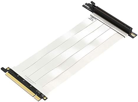LINKUP - Ultra PCIe 4.0 X16 Riser Cable Shielded High-Speed Vertical Mount Gaming PCI Express Gen4┃Universal 90 Degree Socket (10cm / 3.9") 3.0 Gen3 Compatible┃White