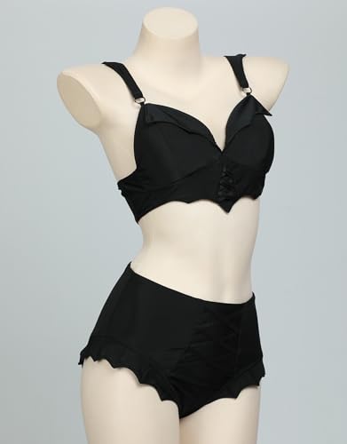 MEOWCOS Women's Bikini Sets Gothic Bathing Suit Flocked Spider Web Two Piece Swimsuit Set2