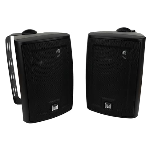 Dual Electronics 4″ 3-Way High Performance Outdoor Indoor Speakers with Powerful Bass, Effortless Mounting Swivel Brackets, All Weather Resistance, Sold in Pair, LU43PB