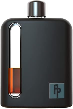 Ragproper Modern Glass Hip Flask - Glass Flask Bottle with Caps for Liquor & Spirits, Durable Liquor Glass Flask with Cork Lids, Pour Funnel, Black Silicone Flask Sleeve, Single Shot 100ml