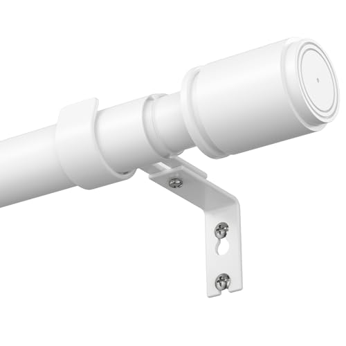 Extra Long Extendable Curtain Poles 79-320cm 25mm Diameter Heavy Duty Metal Curtain Pole for Eyelet Curtains White Curtain Rod with Adjustable Brackets Easy Installation for Bedroom & Living Room