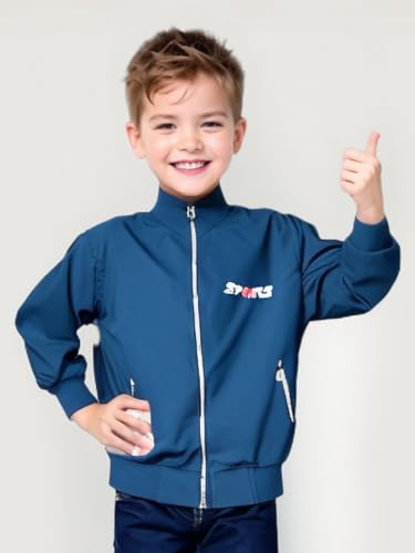 Image of HRKK Kids Windcheaters Solid Polyester Blend Jackets for Boys and Girls |
