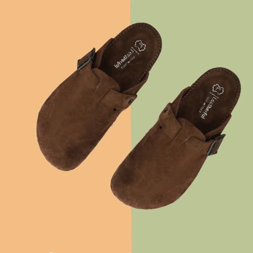Image of Premium Orthopedic Suede Leather Mules, Lightweight Slip-On Design with Anti-Skid Sole, Cushioned Footbed, Pain-Free Comfort for Indoor Outdoor Use