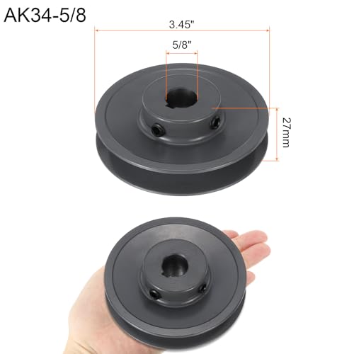 QUARKZMAN AK34-5/8 V-Riemenscheibe 5/8 Bohrung 3.45 Außendurchmesser Einzelrille Gewebtescheibe Auf Maß Gebohrte Scheibe Gusseisen Riemenprofil Für 4L Oder A Riemen
