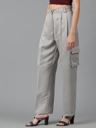 Image of KOTTY Women's High Rise Cotton Blend Relaxed Fit CargoTrousers