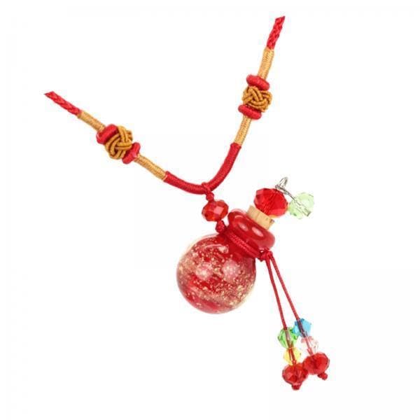 Enakshi® 2xGlass Small Gourd Essential Oil Diffuser Pendant Necklace Perfume Bottle Red|Collectibles | Vanity Perfume & Shaving | Perfumes | Decorative Glass/Crystal