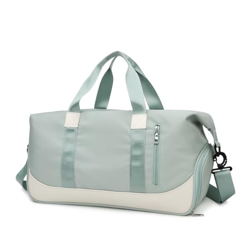 Bolsa de Viagem Esportiva, Mala de Mão com Alça Transversal, Grande Capacidade para Academia e Viagens (Verde Menta)