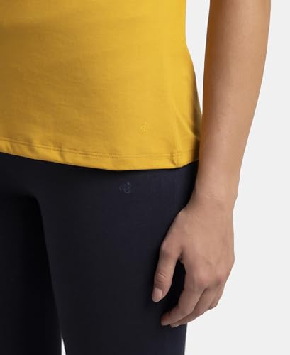 Image of Jockey AW89 Women Super Combed Cotton Rich Fabric Relaxed Fit V-Neck Half Sleeve T-Shirt