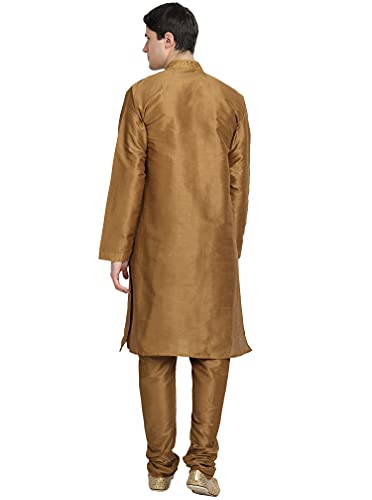Image of SKAVIJ Men's Art Silk Embroidered Kurta Pajama Set Floral Thread Work Festive Party Dress