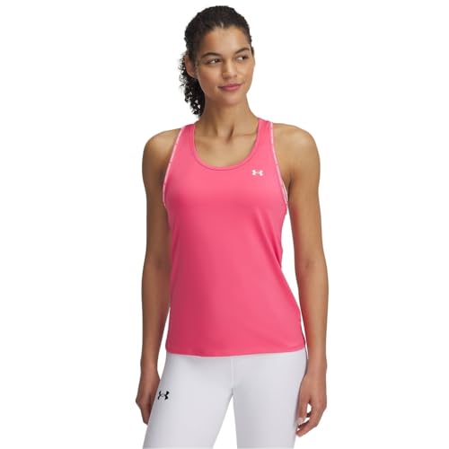 Under Armour Donna Tech Knockout Tank, Top Sportivo Donna, Canottiera Sportiva Leggera, Traspirante e Ottima per l'allenamento, Rosa/Bianco, SM