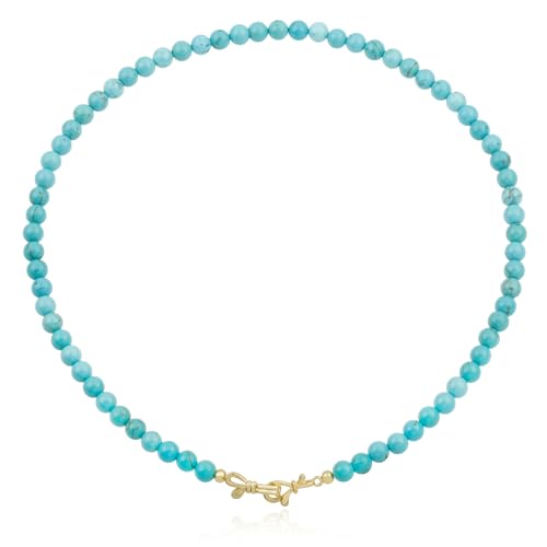 Beixiter Turquoise Gemstone Beaded Choker Strand Necklace for Women