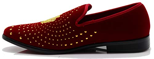 Image of SPK26 Men's Vintage Velvet Rhinestone Designer Dress Loafers Slip On Shoes Classic Tuxedo Dress Shoes